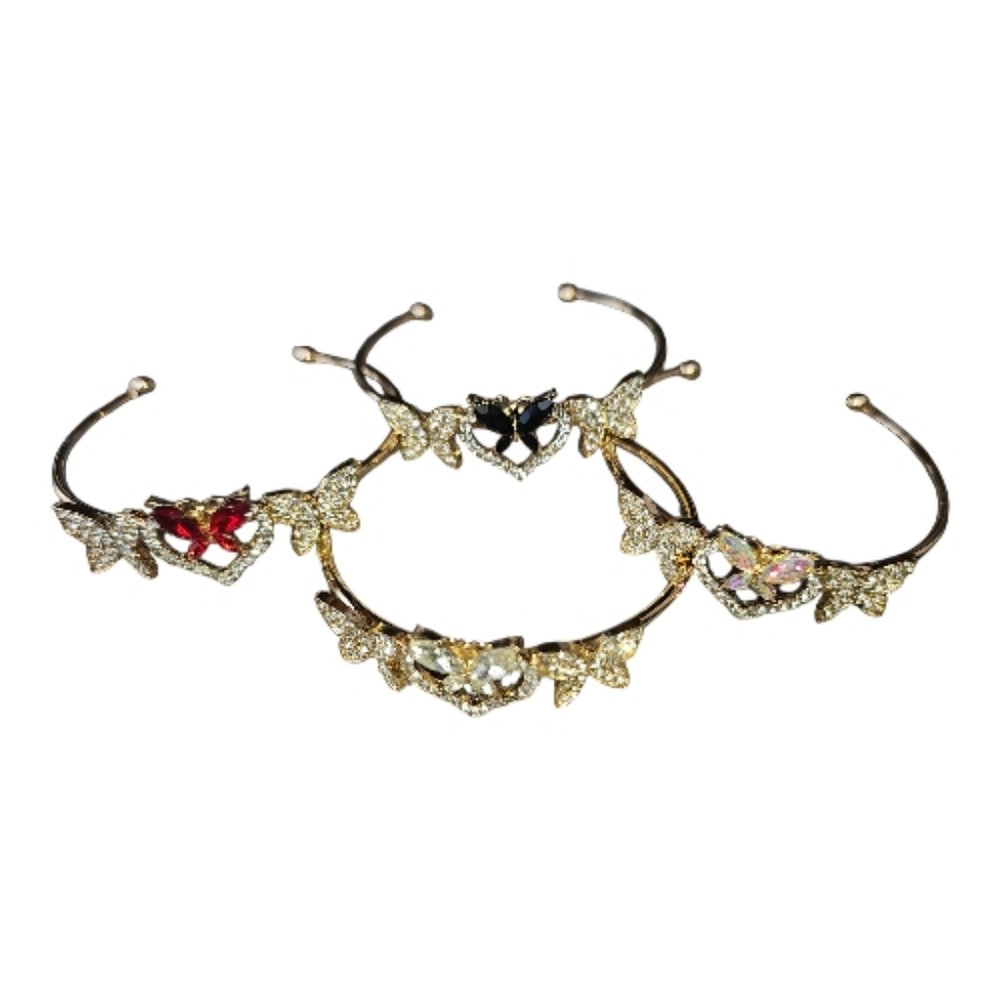 New Mint Butterfly  Cuff Bracelets Irridecent,Black,Red,Clear Crystal Get 4